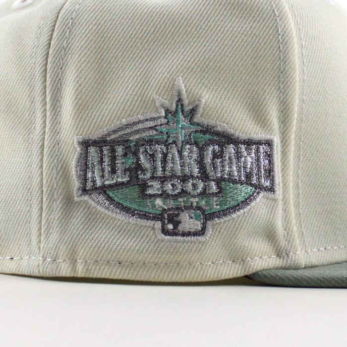 Seattle Mariners 2001 All Star Game New Era 59Fifty Fitted Hat (Chrome White Sea Glass Gray Under Brim)
