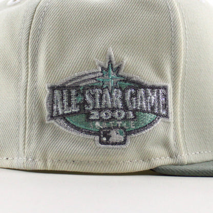 Seattle Mariners 2001 All Star Game New Era 59Fifty Fitted Hat (Chrome White Sea Glass Gray Under Brim)