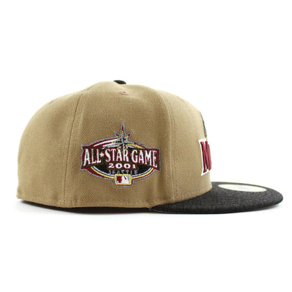 Seattle Mariners 2001 All Star Game New Era 59Fifty Fitted Hat (Khaki Black Gray Under Brim)