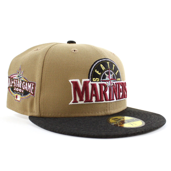 Seattle Mariners 2001 All Star Game New Era 59Fifty Fitted Hat (Khaki Black Gray Under Brim)