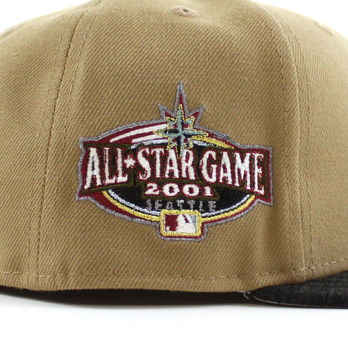 Seattle Mariners 2001 All Star Game New Era 59Fifty Fitted Hat (Khaki Black Gray Under Brim)