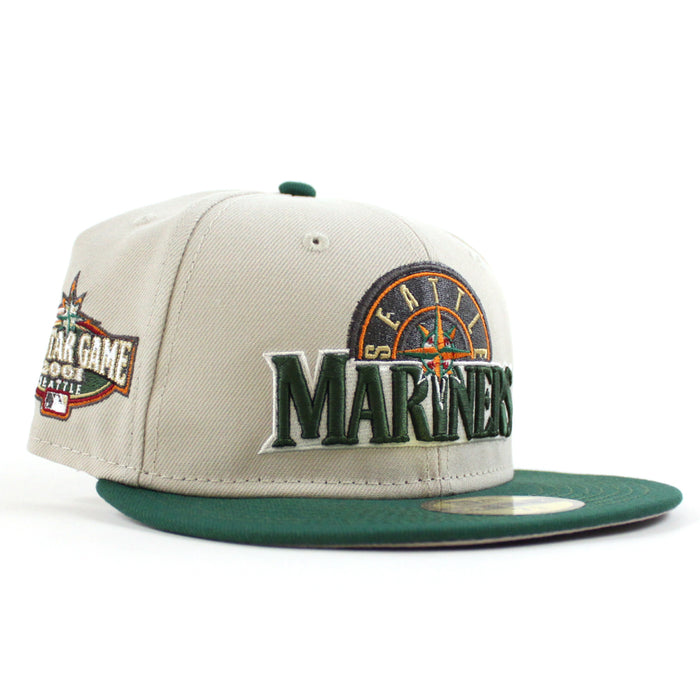 Seattle Mariners 2001 All Star Game New Era 59Fifty Fitted Hat (Stone Green Gray Under Brim)