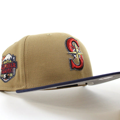 Seattle Mariners 2023 All Star Game New Era 59Fifty Fitted Hat (Khaki OceanSide Blue Gray Under Brim)