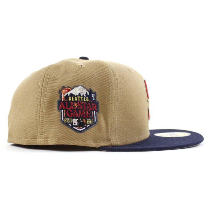 Seattle Mariners 2023 All Star Game New Era 59Fifty Fitted Hat (Khaki OceanSide Blue Gray Under Brim)