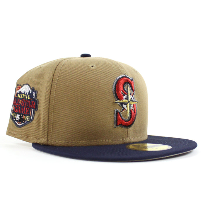 Seattle Mariners 2023 All Star Game New Era 59Fifty Fitted Hat (Khaki OceanSide Blue Gray Under Brim)