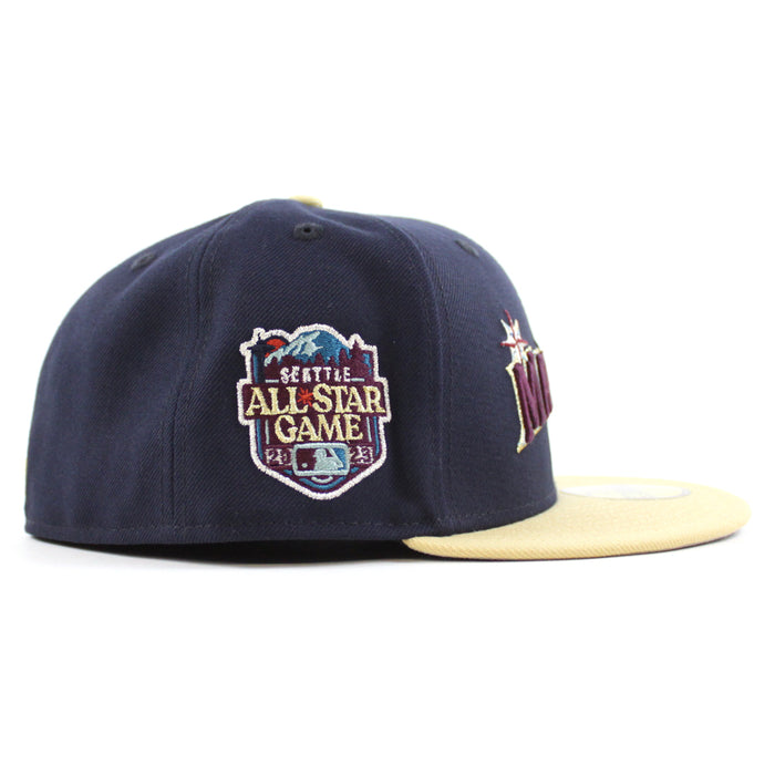 Seattle Mariners 2023 All Star Game New Era 59Fifty Fitted Hat (Night Shift Navy Vegas Gold Gray Under Brim)