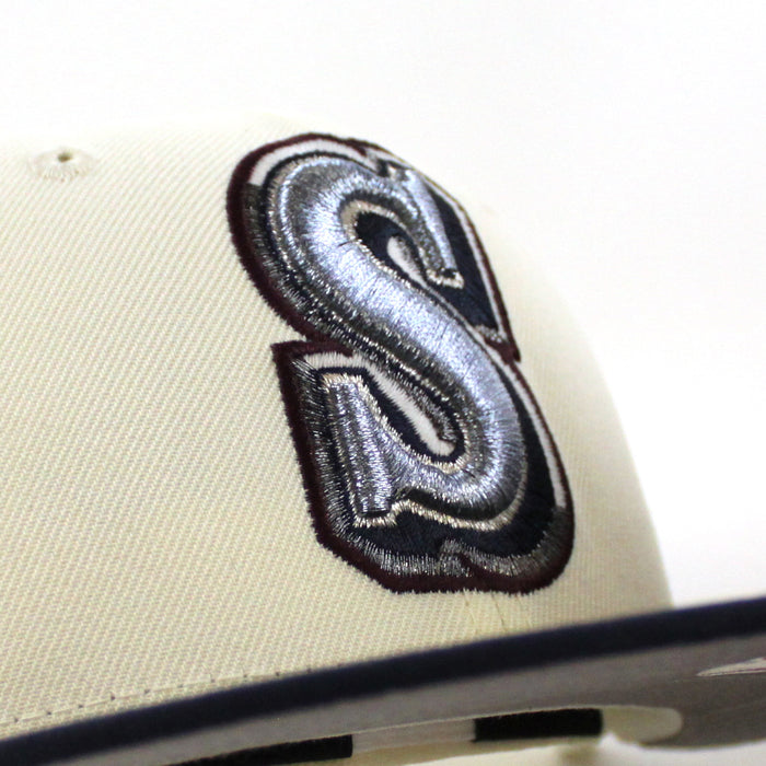 Seattle Mariners 20TH Anniversary New Era 59Fifty Fitted Hat (Chrome White Navy Gray Under Brim)
