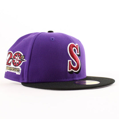Seattle Mariners 20th Anniversary New Era 59Fifty Fitted Hat (Purple Black Gray Under Brim)