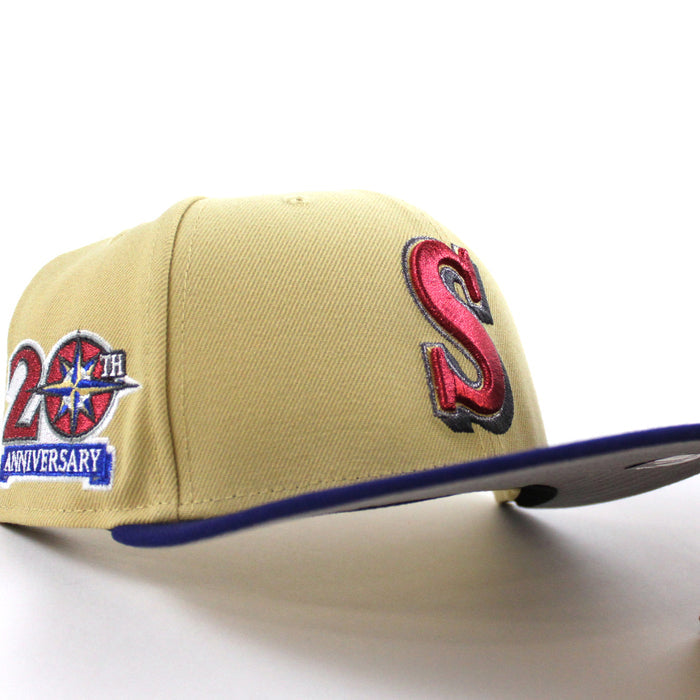 Seattle Mariners 20TH Anniversary New Era 59Fifty Fitted Hat (Vegas Gold Royal Blue Gray Under Brim)