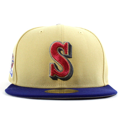 Seattle Mariners 20TH Anniversary New Era 59Fifty Fitted Hat (Vegas Gold Royal Blue Gray Under Brim)