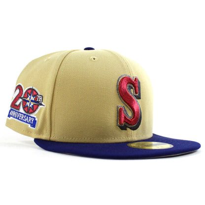 Seattle Mariners 20TH Anniversary New Era 59Fifty Fitted Hat (Vegas Gold Royal Blue Gray Under Brim)