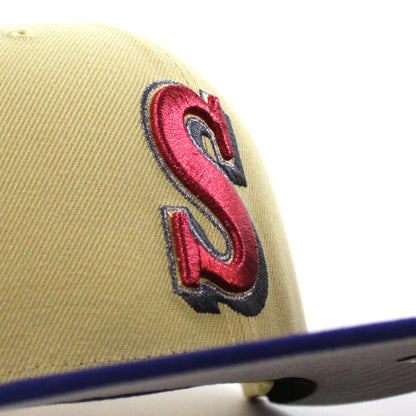 Seattle Mariners 20TH Anniversary New Era 59Fifty Fitted Hat (Vegas Gold Royal Blue Gray Under Brim)