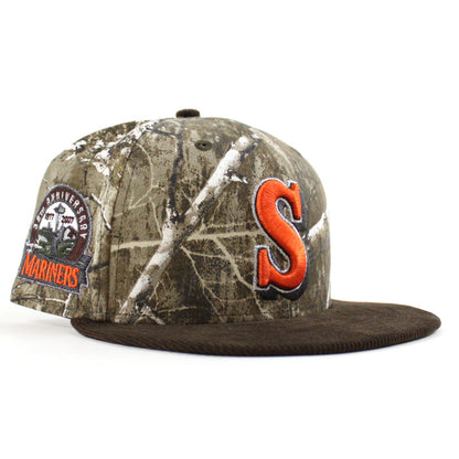 Seattle Mariners 30TH Anniversary New Era 59Fifty Fitted Hat (RealTree Camo Brown Corduroy Green Under Brim)