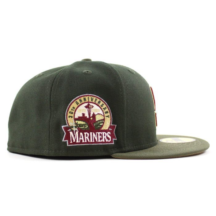 Seattle Mariners 30TH Anniversary New Era 59Fifty Fitted Hat (SeaWeed Olive Khaki Under Brim)