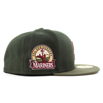 Seattle Mariners 30TH Anniversary New Era 59Fifty Fitted Hat (SeaWeed Olive Khaki Under Brim)