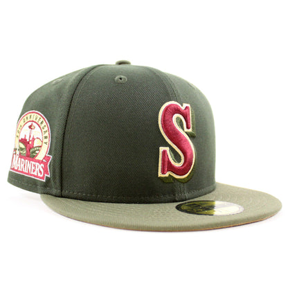 Seattle Mariners 30TH Anniversary New Era 59Fifty Fitted Hat (SeaWeed Olive Khaki Under Brim)