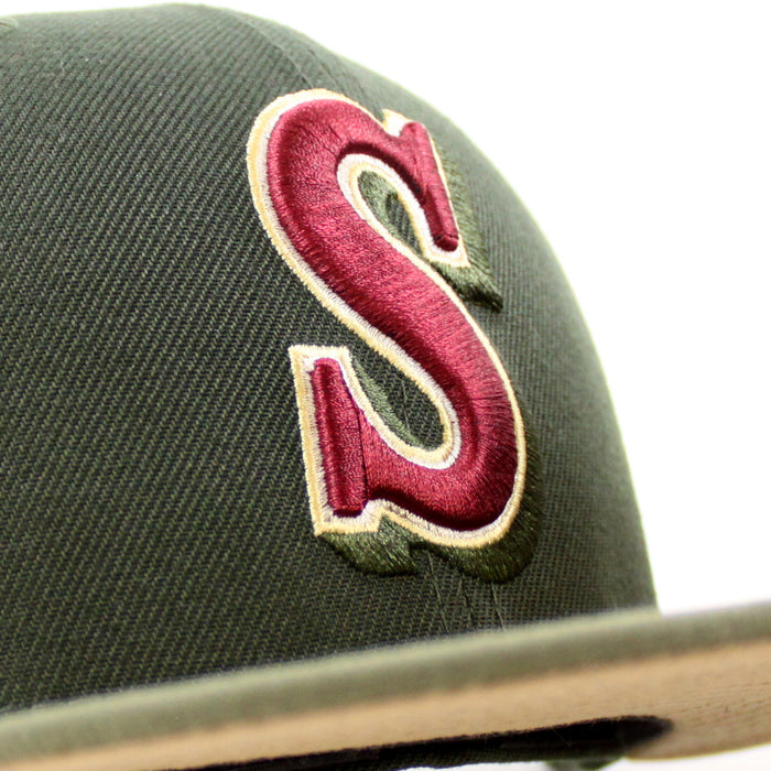 Seattle Mariners 30TH Anniversary New Era 59Fifty Fitted Hat (SeaWeed Olive Khaki Under Brim)
