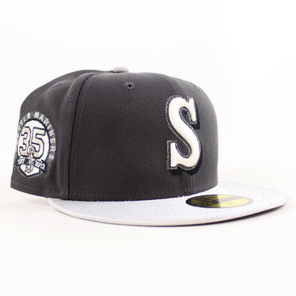 Seattle Mariners 35TH Anniversary New Era 59Fifty Fitted Hat (Graphite Silver Gray Under Brim)