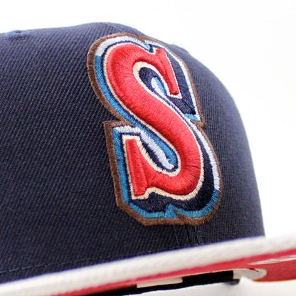 Seattle Mariners 35TH ANNIVERSARY New Era 59Fifty Fitted Hat (NIGHT SHIFT NAVY MET SILVER PINOT RED Under Brim)