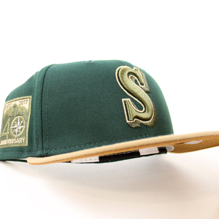Seattle Mariners 40TH Anniversary New Era 59Fifty Fitted Hat (DK GREEN KHAKI TOASTED PEANUT Under Brim)