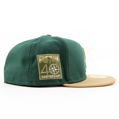 Seattle Mariners 40TH Anniversary New Era 59Fifty Fitted Hat (DK GREEN KHAKI TOASTED PEANUT Under Brim)