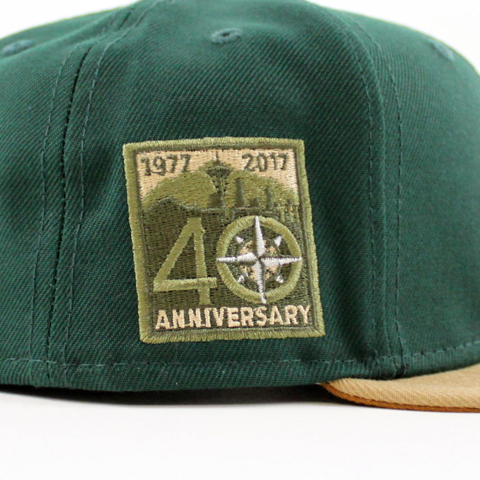 Seattle Mariners 40TH Anniversary New Era 59Fifty Fitted Hat (DK GREEN KHAKI TOASTED PEANUT Under Brim)