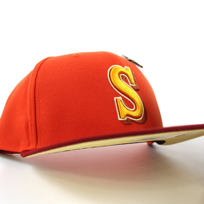 Seattle Mariners OUTERSPACE Sun New Era 59Fifty Fitted Hat (Orange Maroon Yellow Under Brim)