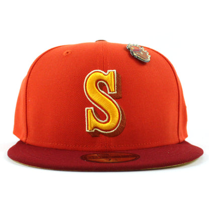Seattle Mariners OUTERSPACE Sun New Era 59Fifty Fitted Hat (Orange Maroon Yellow Under Brim)