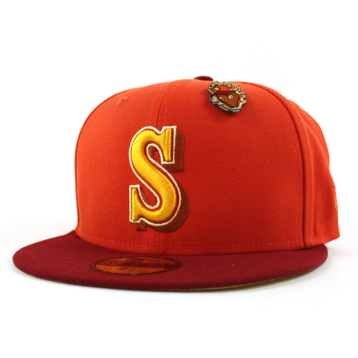 Seattle Mariners OUTERSPACE Sun New Era 59Fifty Fitted Hat (Orange Maroon Yellow Under Brim)