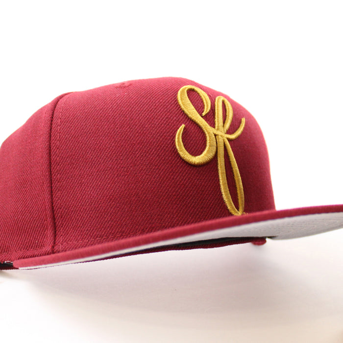 SF Script New Era 59Fifty Fitted Hat (Cardinal Gray Under Brim)