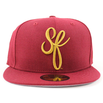 SF Script New Era 59Fifty Fitted Hat (Cardinal Gray Under Brim)
