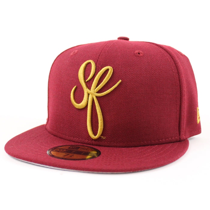 SF Script New Era 59Fifty Fitted Hat (Cardinal Gray Under Brim)