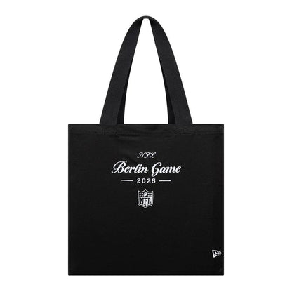This is a Shield Logo NFL Berlin Game 2025 Black Tote Bag 1