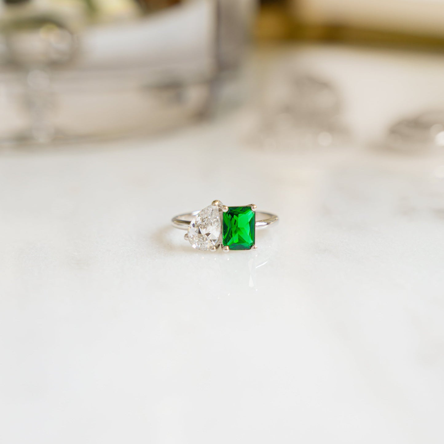Toi et Moi Emerald Ring