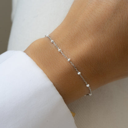 White Enamel Beaded Bracelet