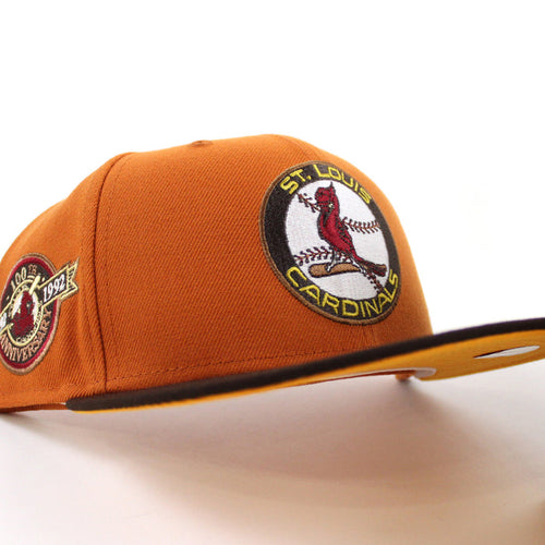 St. Louis Cardinals 100 ANN  New Era 59Fifty Fitted Hat (Glow in the Dark Orange Burnt Wood Gold Under Brim)