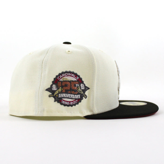 St. Louis Cardinals 125th Anniversary New Era 59Fifty Fitted Hat (Chrome White Black Pinot Red Under Brim)