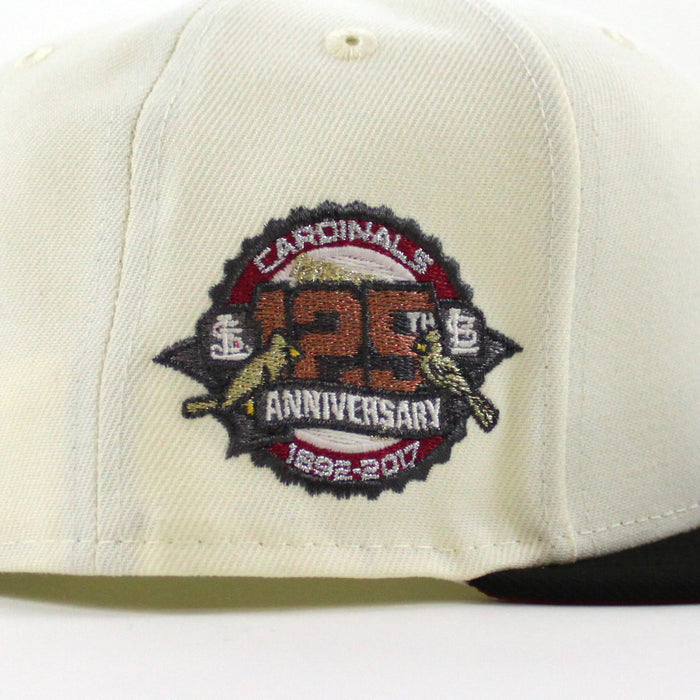 St. Louis Cardinals 125th Anniversary New Era 59Fifty Fitted Hat (Chrome White Black Pinot Red Under Brim)