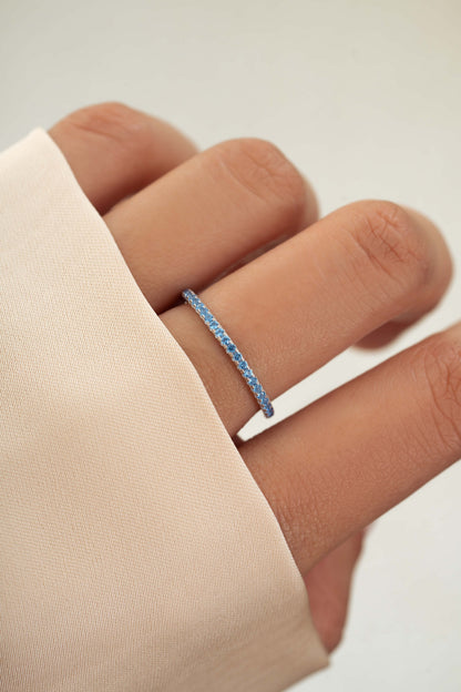 Blue Topaz Birthstone Eternity Ring