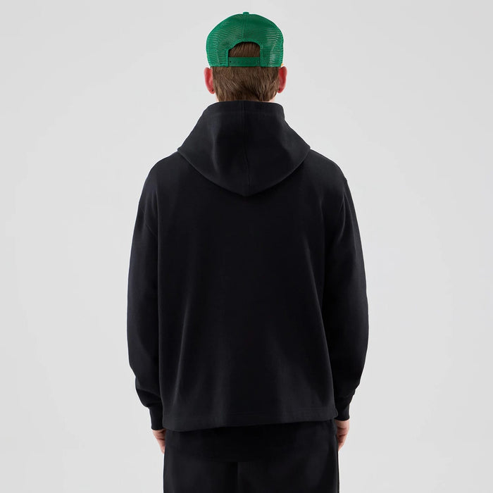 The Male model is wearing Stranger Things Black Oversized Pullover Hoodie 2