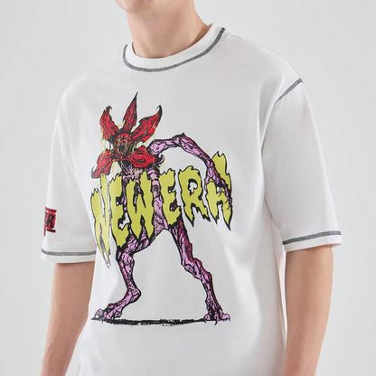 The Male model is wearing Stranger Things White Oversized T-Shirt 6