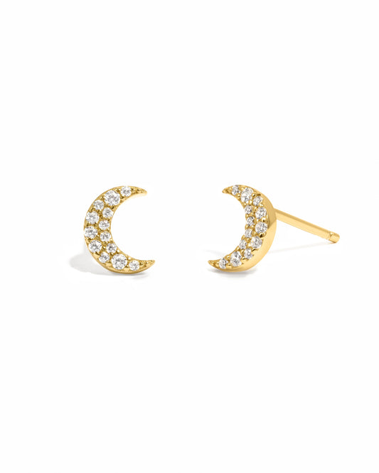 Studded Moon Stud Earrings