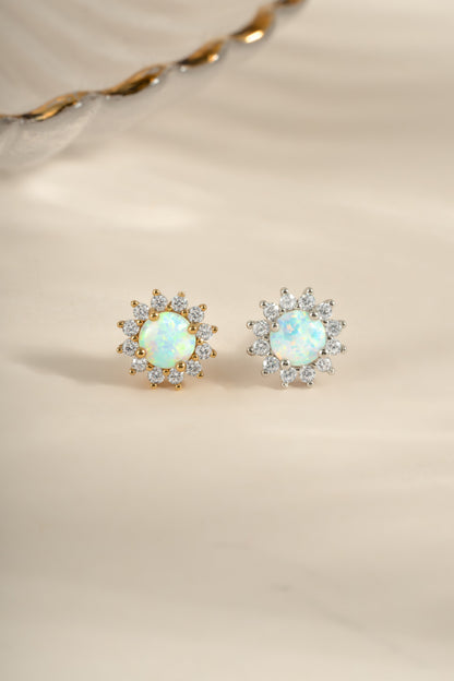 Sunburst Opal Halo Studs