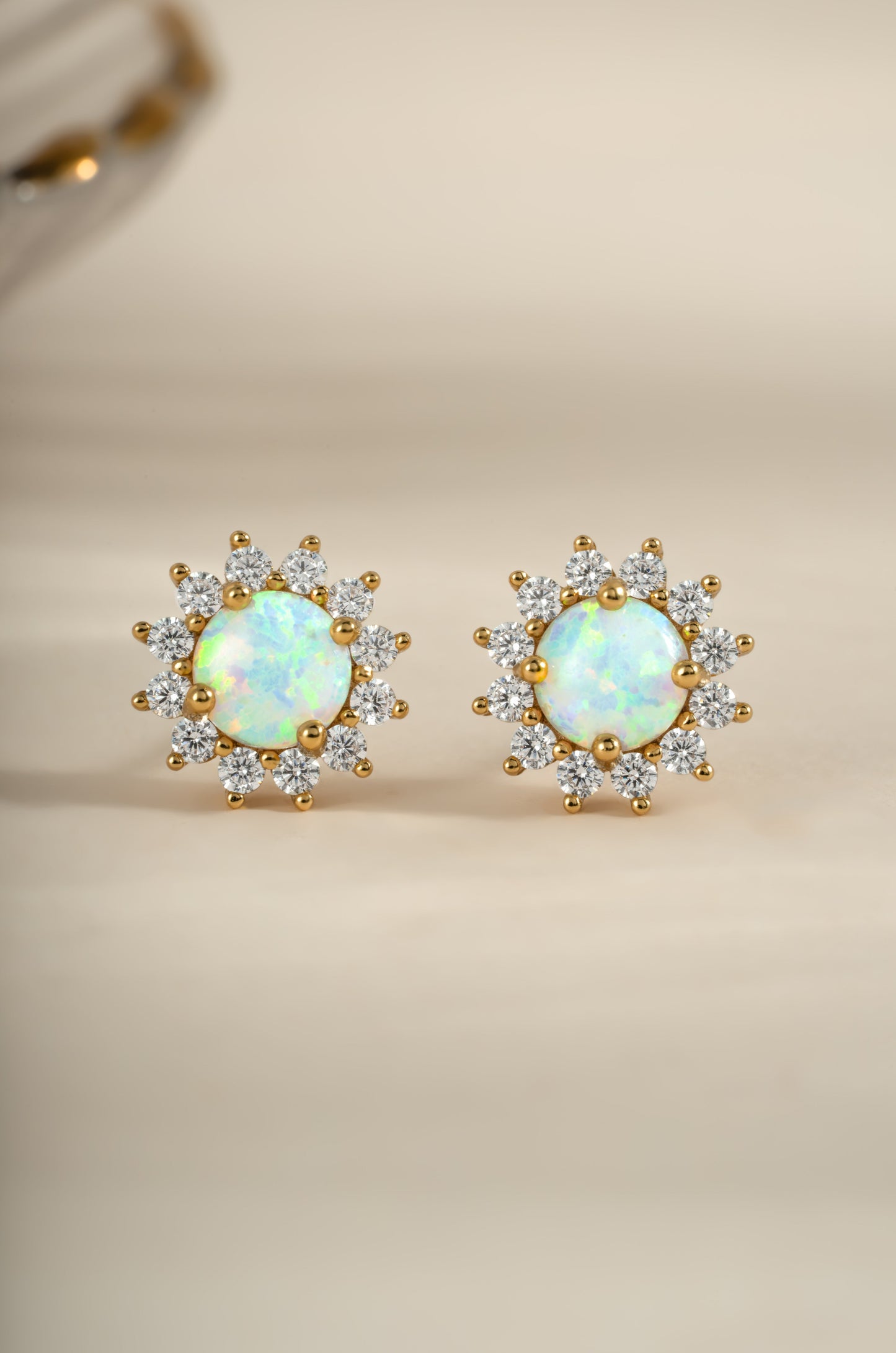 Sunburst Opal Halo Studs