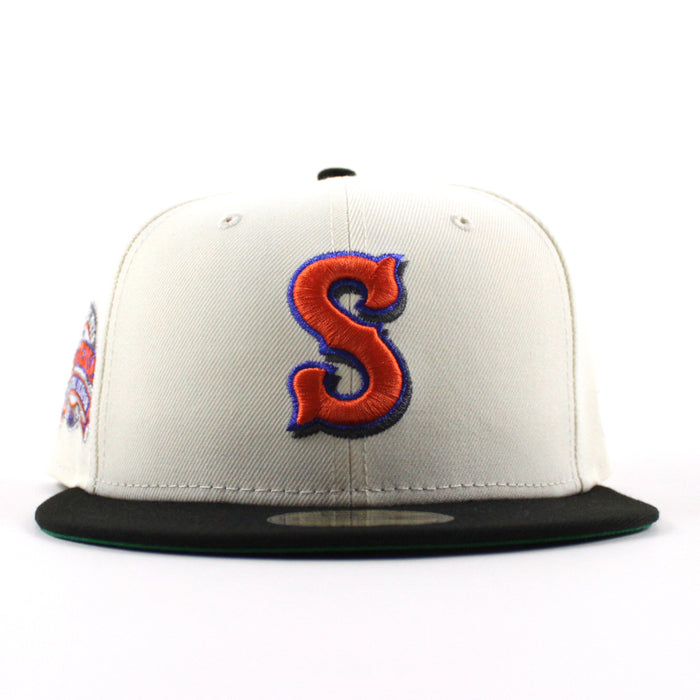 Syracuse Mets Inaugural Season New Era 59Fifty Fitted Hat (Chrome White Black Green Under Brim)