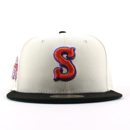 Syracuse Mets Inaugural Season New Era 59Fifty Fitted Hat (Chrome White Black Green Under Brim)