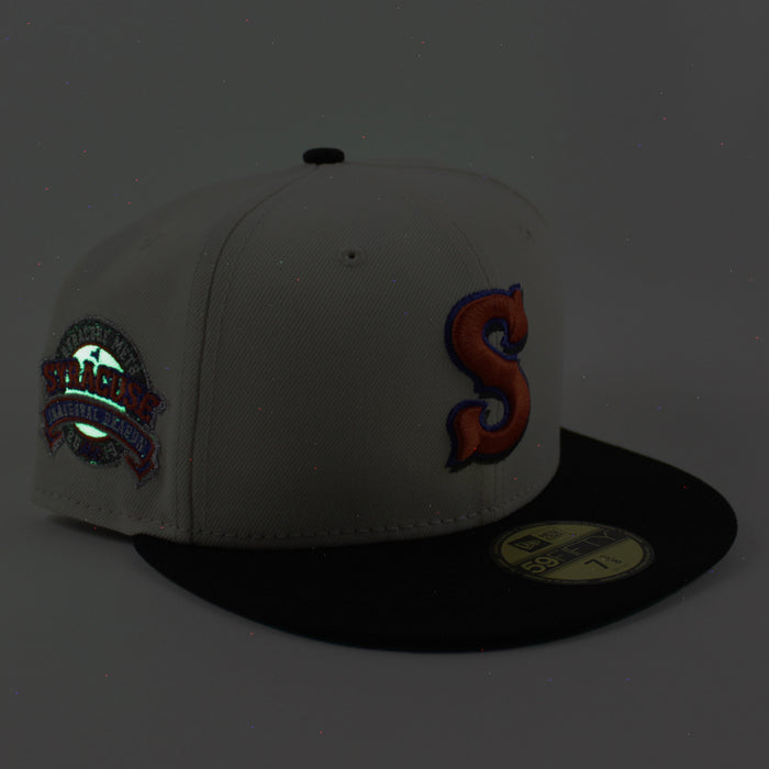 Syracuse Mets Inaugural Season New Era 59Fifty Fitted Hat (Chrome White Black Green Under Brim)
