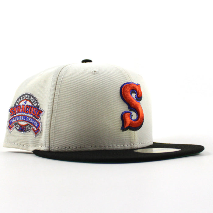 Syracuse Mets Inaugural Season New Era 59Fifty Fitted Hat (Chrome White Black Green Under Brim)