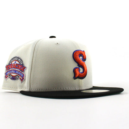 Syracuse Mets Inaugural Season New Era 59Fifty Fitted Hat (Chrome White Black Green Under Brim)