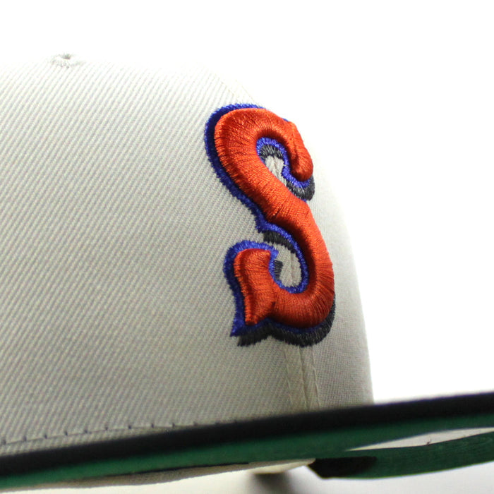Syracuse Mets Inaugural Season New Era 59Fifty Fitted Hat (Chrome White Black Green Under Brim)